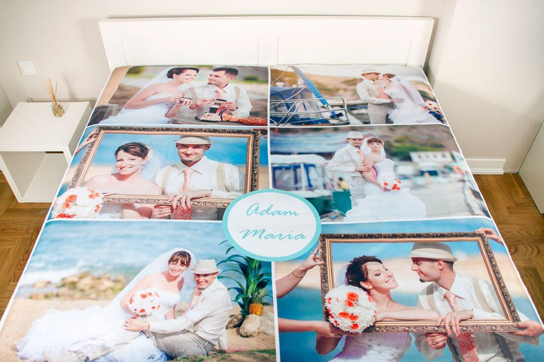 personalised bed sheet with photos