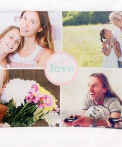 pillow case with photo collage and text